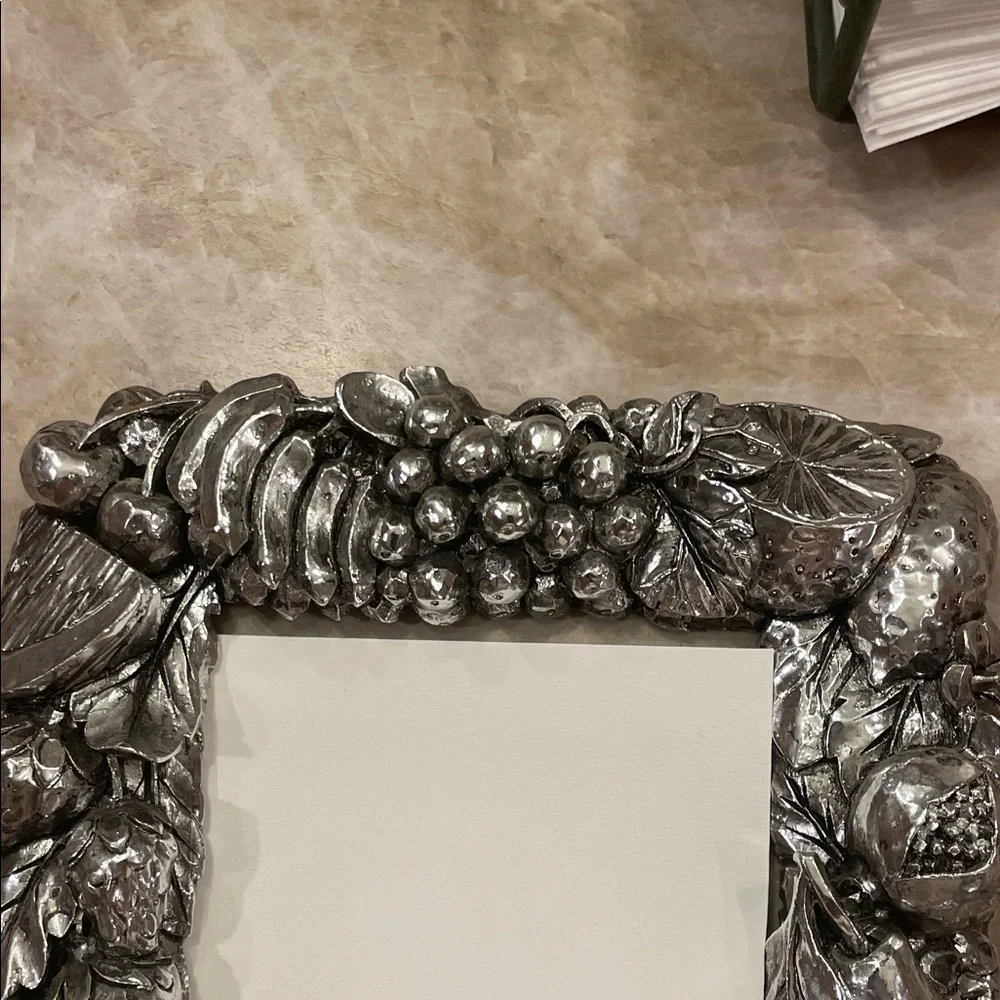 Arthur Court Silver Fruit & Leaf Ornate Wall Mirror Frame - Picture 4 of 5